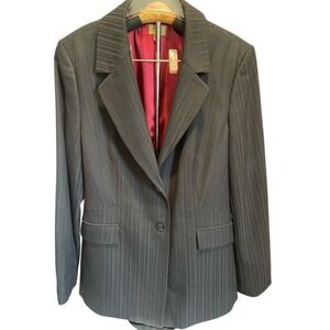 Cato Charcoal Grey Pinstripe Two Button Blazer Magenta Lining‎ CN80267M1